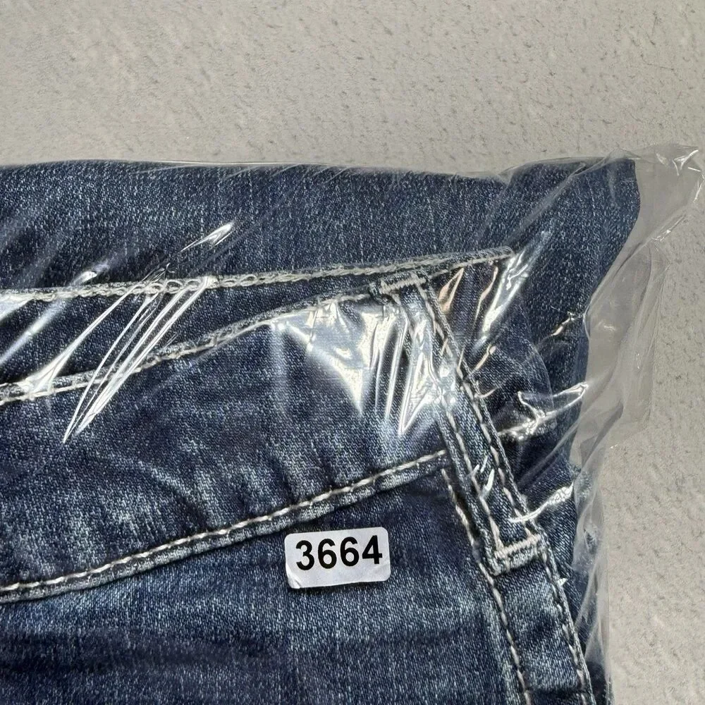 Buckle BKE Aiden Straight Jeans Mens Size 31 Blue Stretch Denim Thick Stitch
